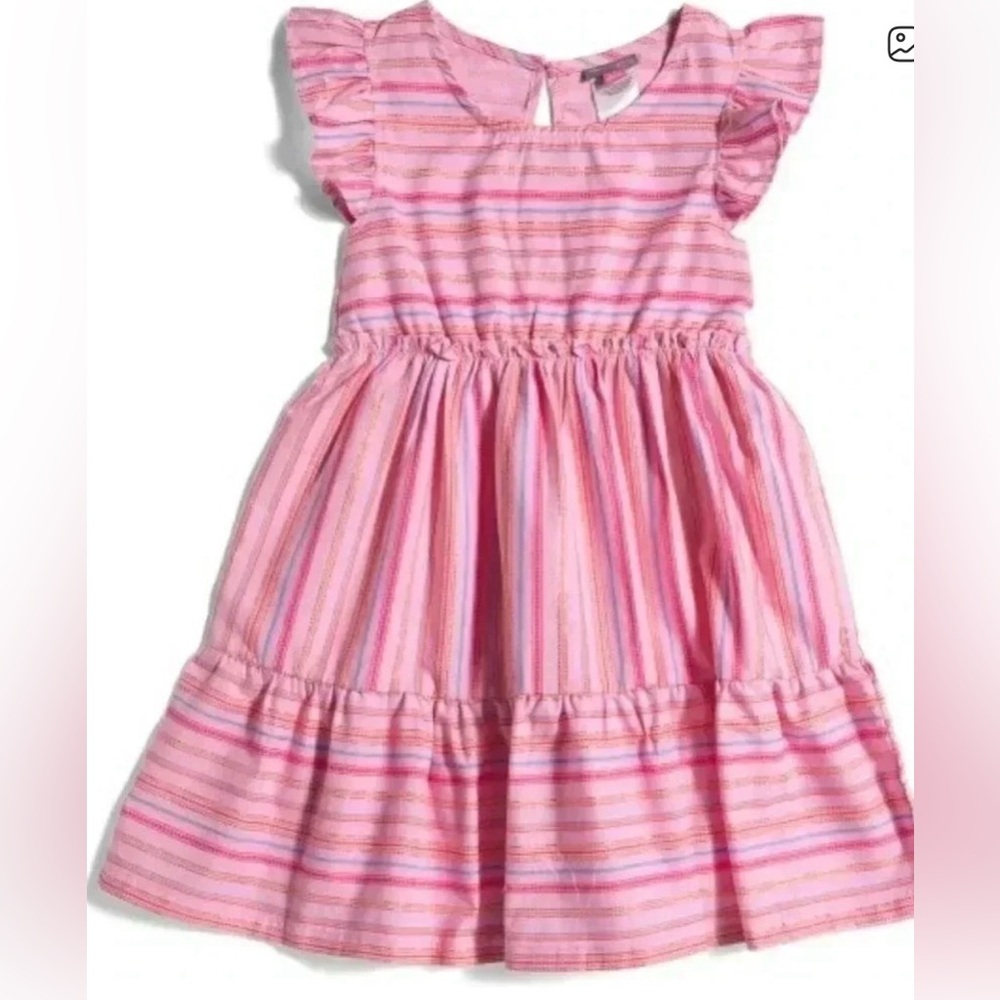 Vince Camuto Pink and White Striped Kids Dress